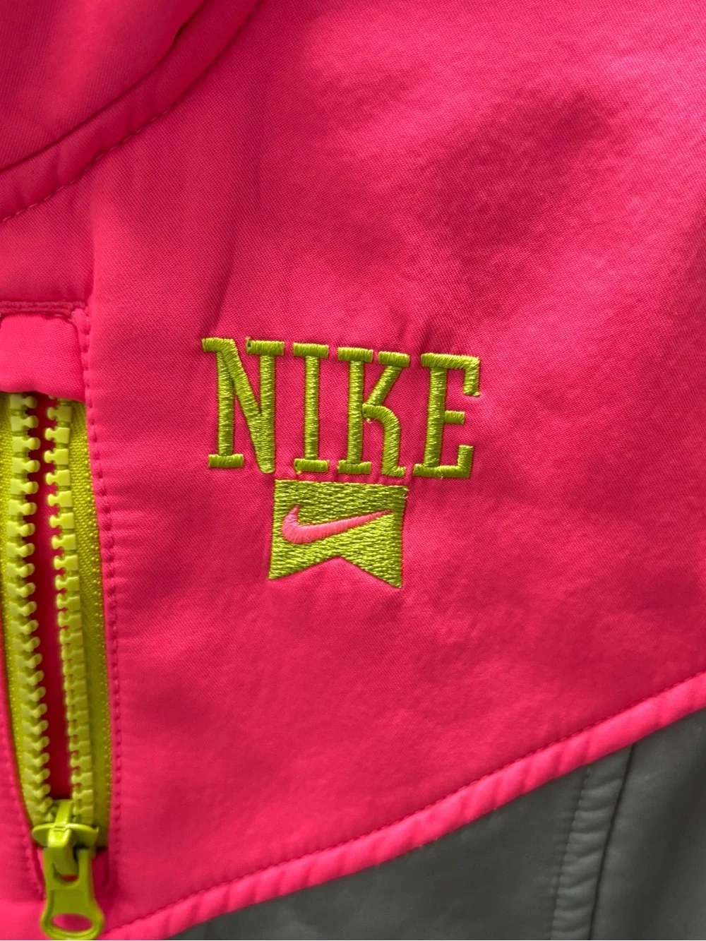 Nike Girls Hot Pink and Gray Jacket with Neon Yellow Accents